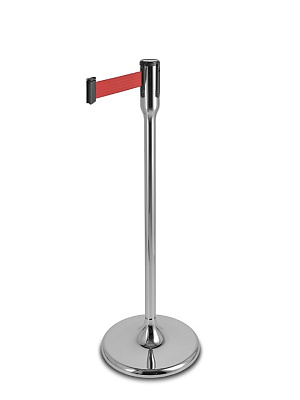 Стойка с лентой 3 метра LineBarrier SILVER/red